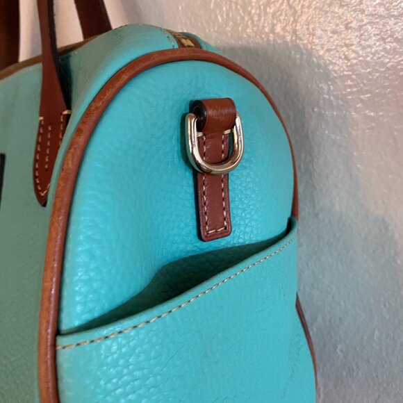 Dooney & Bourke Pebble Grain Satchel – Turquoise / teal with Saddle Trim - Picture 7 of 16
